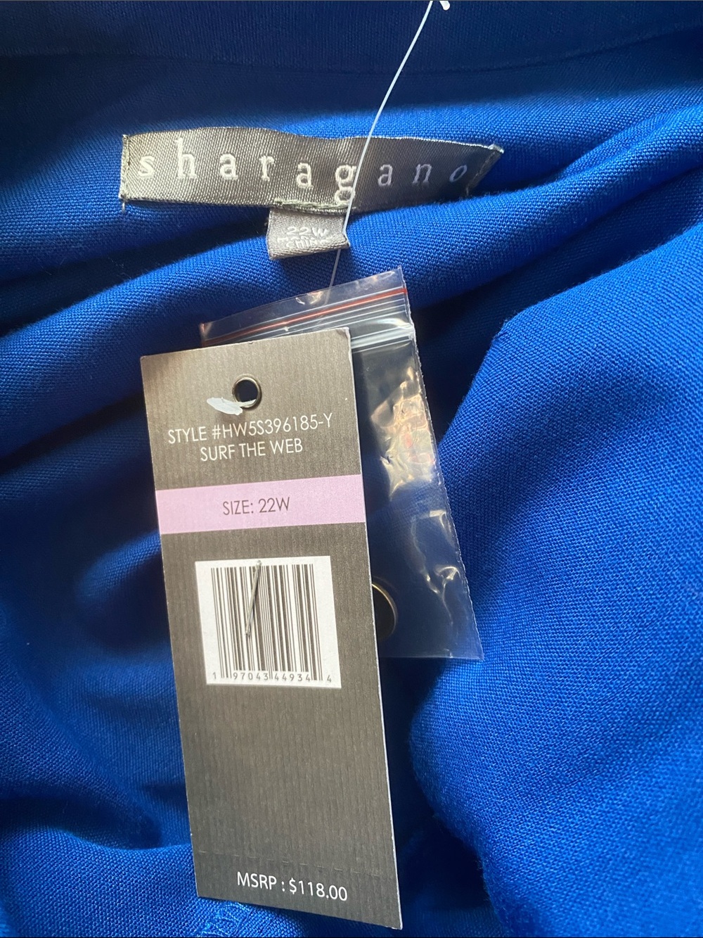 Sharagano NWT size 22W blue collared dress - Picture 8 of 9